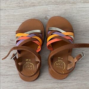 Pom D'Api Brown Sandals with Multicolor Braided Straps